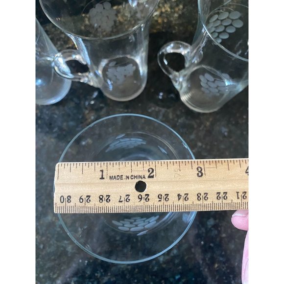 VIntage Etched Grape Cluster 5" Irish Coffee Cups (Qty. 4) - Picture 6 of 6